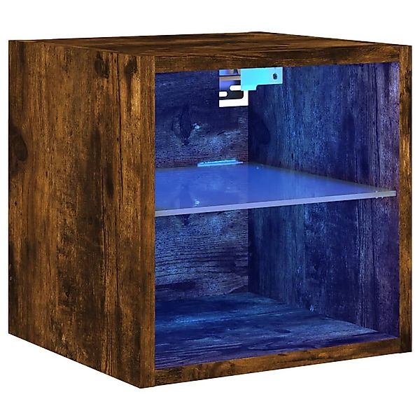 vidaXL TV-Wand TV-Wandschrank mit LED-Leuchten Räuchereiche günstig online kaufen