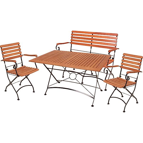 Garden Pleasure Gartenmöbel-Set Wien mit Stühle mit Armlehnen Teak FSC® günstig online kaufen