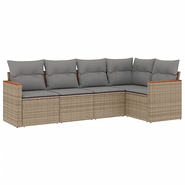 vidaXL 5-tlg Garten-Sofagarnitur mit Kissen Beige Poly Rattan Modell 158 günstig online kaufen