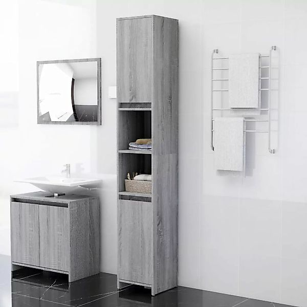 Vidaxl Badezimmerschrank Grau Sonoma 30x30x183,5 Cm Holzwerkstoff günstig online kaufen