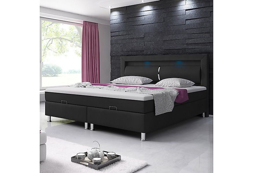 inter Boxspringbett Milano 180x200cm Bettkasten Kunstleder mit Topper-Optik günstig online kaufen