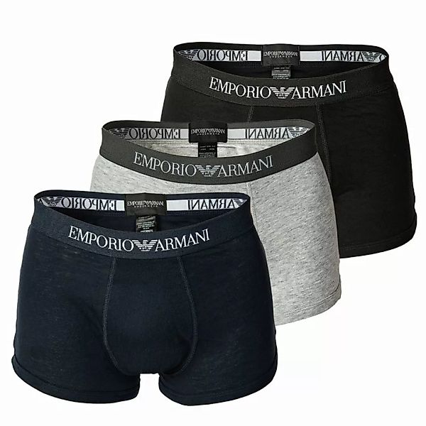 EMPORIO ARMANI Herren Boxer Shorts 3er Pack - Mens Knit Trunk, Pure Cotton, günstig online kaufen