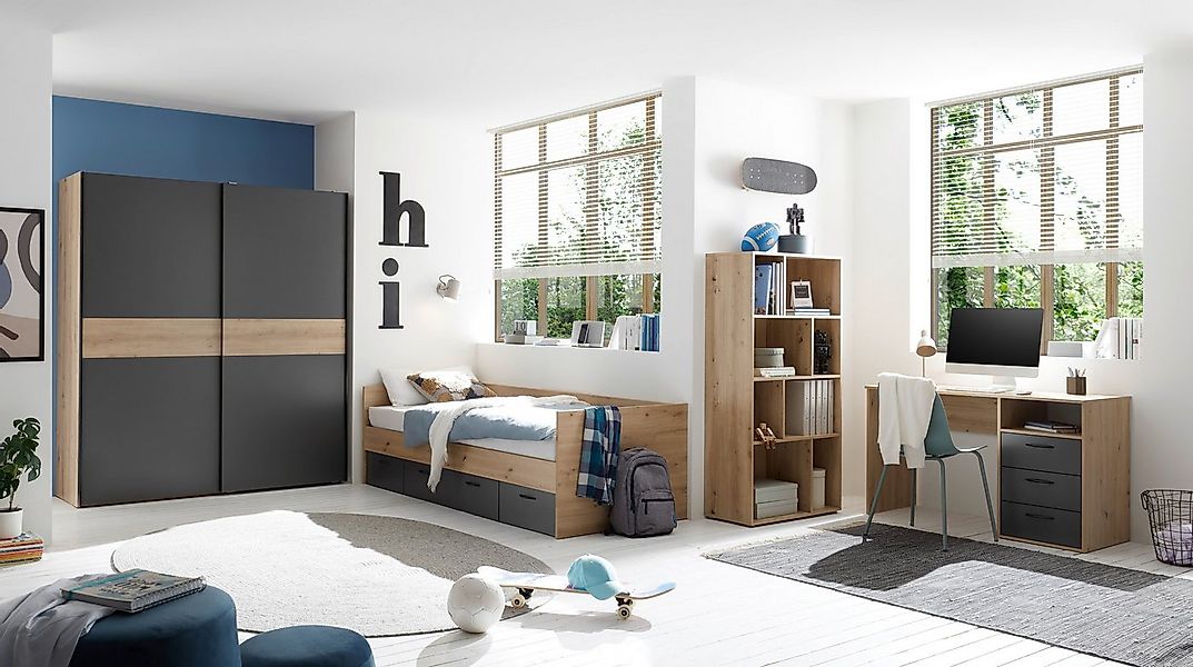 möbel-direkt.de Jugendzimmer-Set Liam in Artisan Eiche und Graphit, (Komple günstig online kaufen
