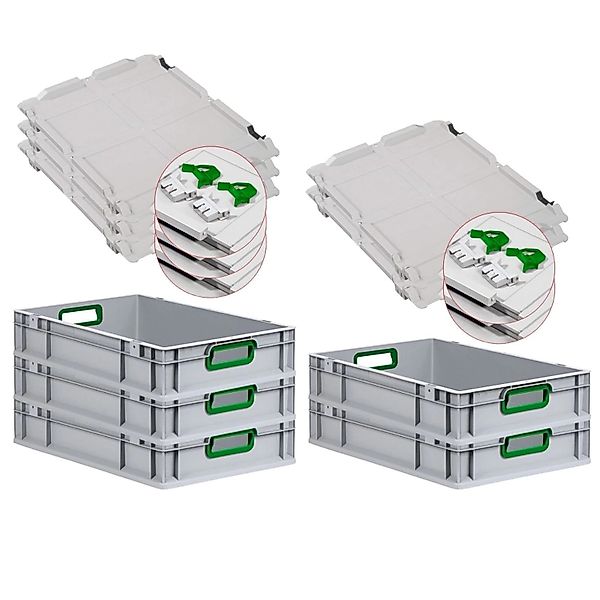 PROREGAL Spar Set 5x Eurobox Nextgen Color Mit Scharnierdeckel & Schiebesch günstig online kaufen