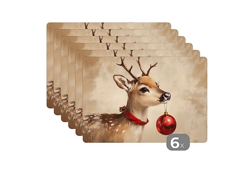 MuchoWow Platzset Weihnachten - Hirsch - Geweih - Weihnachtskugel - Rentier günstig online kaufen