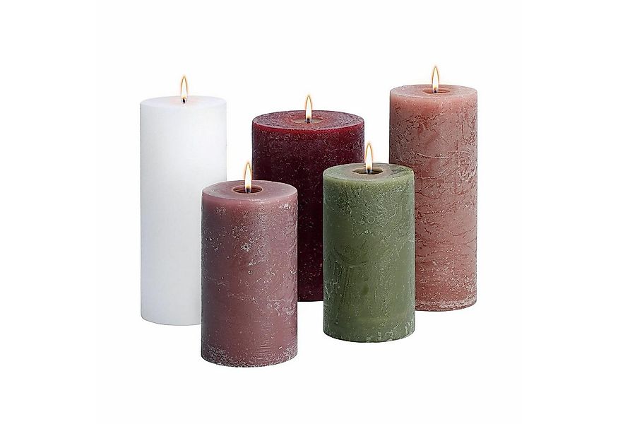 Mirabeau Stumpenkerze Kerze 5er Set Panagra creme/rosa/grün (5er Set, 5er S günstig online kaufen