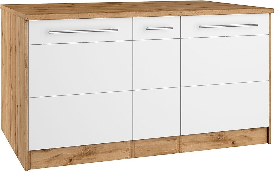 KOCHSTATION Kücheninsel »KS-Wien«, Breite 153 cm, MDF-Fronten, Flaschenrega günstig online kaufen