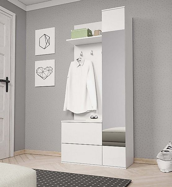 MOEBLO Kompaktgarderobe VERDE (mit Spiegel Flurgarderobe Schrank Garderobe günstig online kaufen
