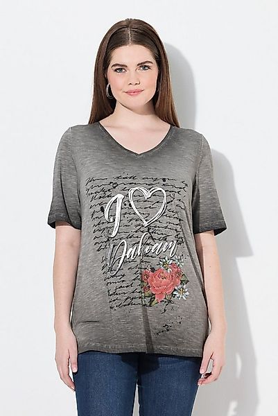 Ulla Popken T-Shirt T-Shirt Trachtenmotiv Classic V-Ausschnitt Halbarm günstig online kaufen