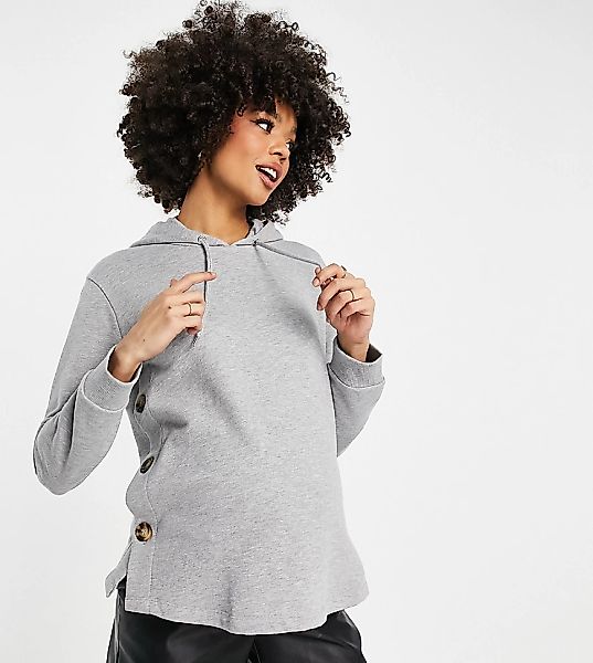 ASOS DESIGN – Umstandsmode – Still-Pullover mit geknöpften Seiten-Grau günstig online kaufen