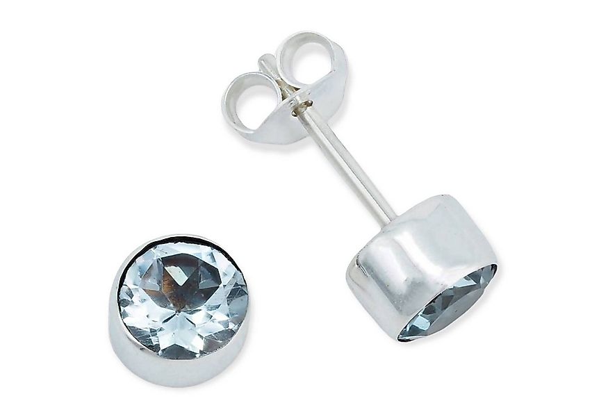 mantraroma Paar Ohrstecker SAMA rund klein aus 925 Silber mit blau Topas (P günstig online kaufen