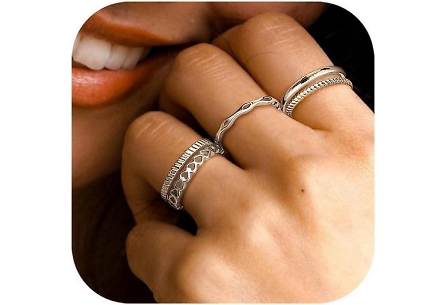 LuxusKollektion Ring-Set Damenring 5er Gold 14K verstellbar stapelbar offen günstig online kaufen