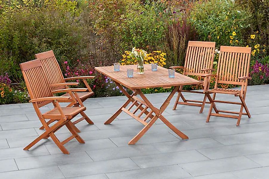 MERXX Garten-Essgruppe »Comodoro« 5 Stk. tlg. 4 Klappsessel mit ausziehbare günstig online kaufen