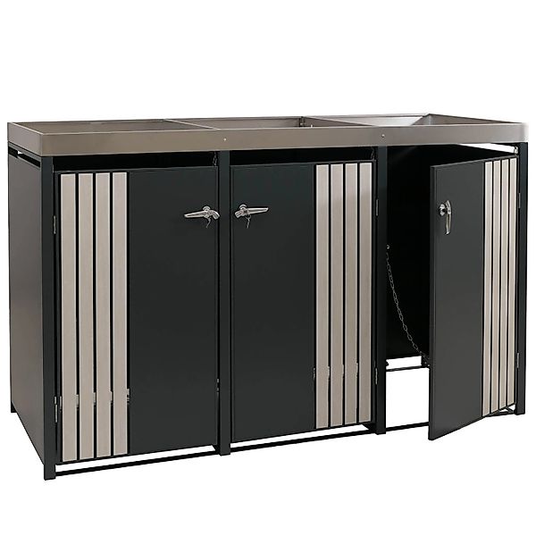 Proregal 3er-Mülltonnenverkleidung Mit Pflanzkasten HxBxT 125x196x84 cm Ant günstig online kaufen