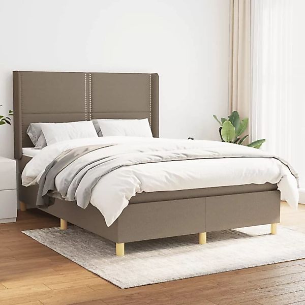 Vidaxl Boxspringbett Mit Matratze Taupe 140x200 Cm Stoff günstig online kaufen