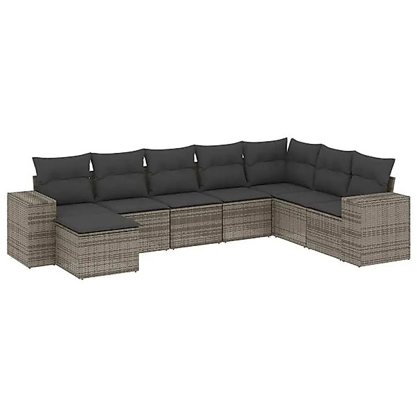 vidaXL 8-Tlg Garten-Sofagarnitur mit Kissen Grau Poly Rattan 3255297 günstig online kaufen