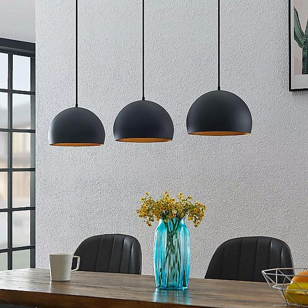 Lindby Pendellampe Tarjei, Länge 120cm, schwarz/gold, Metall günstig online kaufen