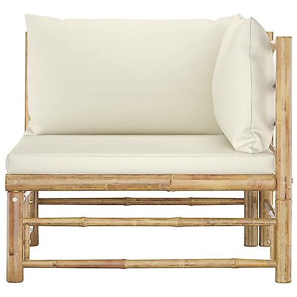 HomeMiYN Ecksofa Garten-Ecksofa mit Kissen Cremeweiß Bambus günstig online kaufen