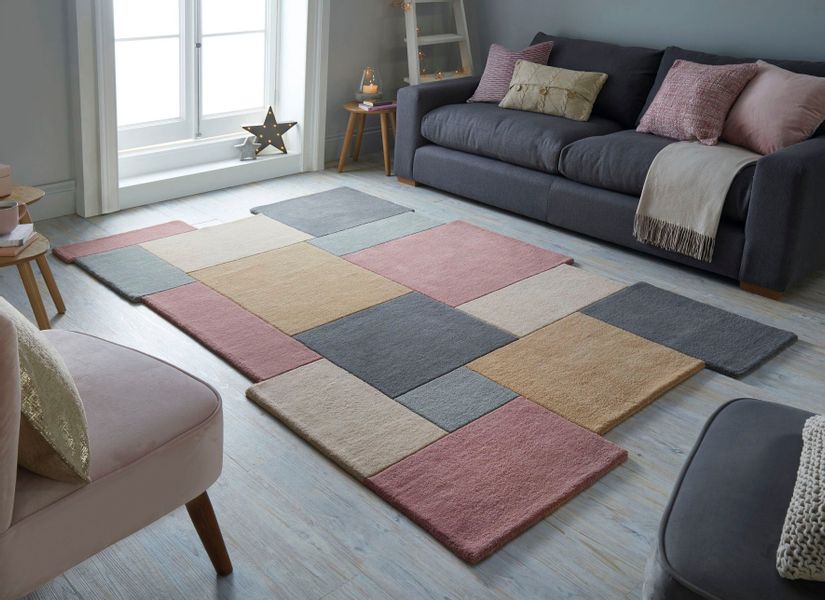 FLAIR RUGS Wollteppich "Abstract Collage, 100% Wolle" rechteckig 11 mm Höhe günstig online kaufen