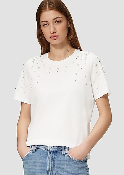 s.Oliver Kurzarmshirt T-Shirt mit Schmuckperlen im günstig online kaufen