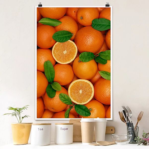 Poster Küche - Hochformat Saftige Orangen günstig online kaufen