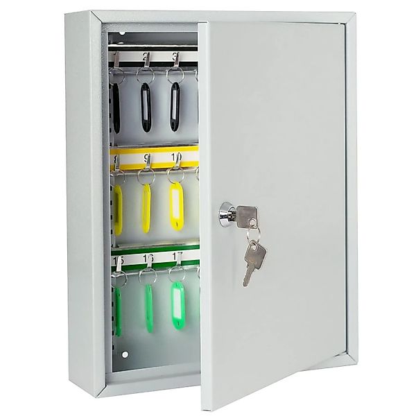 HMF 13542-07 Schlüsselschrank 42 Haken 35 x 27 x 8 cm Lichtgrau günstig online kaufen