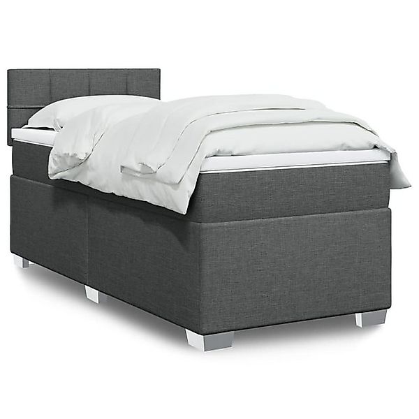 vidaXL Boxspringbett, Boxspringbett mit Matratze Dunkelgrau 80x200 cm Stoff günstig online kaufen