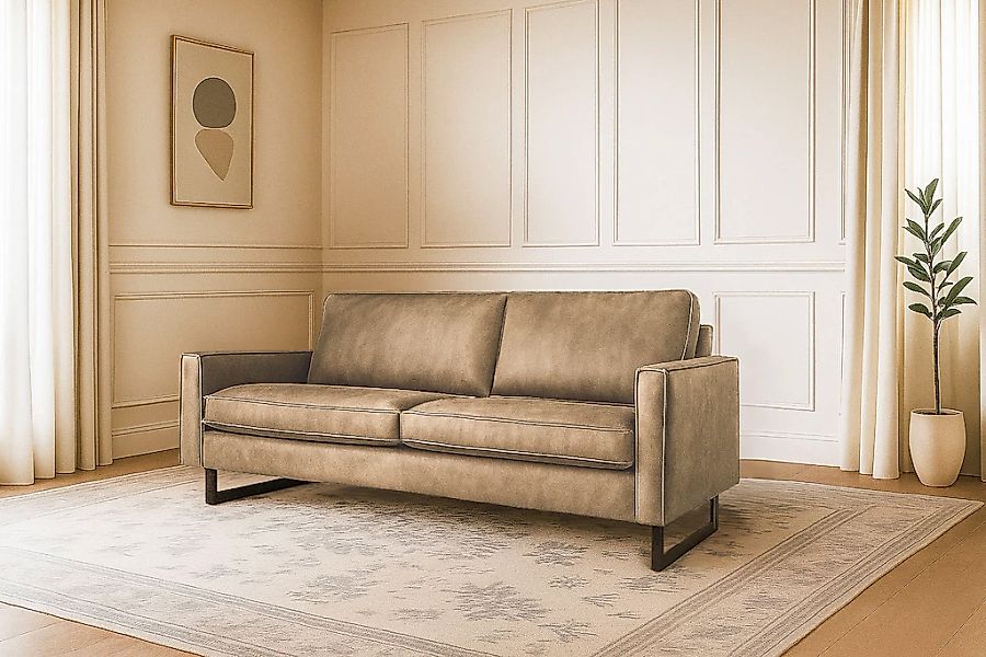 Home affaire 3-Sitzer "Pinto, 206 cm, Cord, Chenille, Lederoptik" mit Keder günstig online kaufen