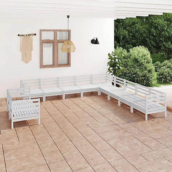 11-tlg. Garten-lounge-set Massivholz Kiefer Weiß günstig online kaufen