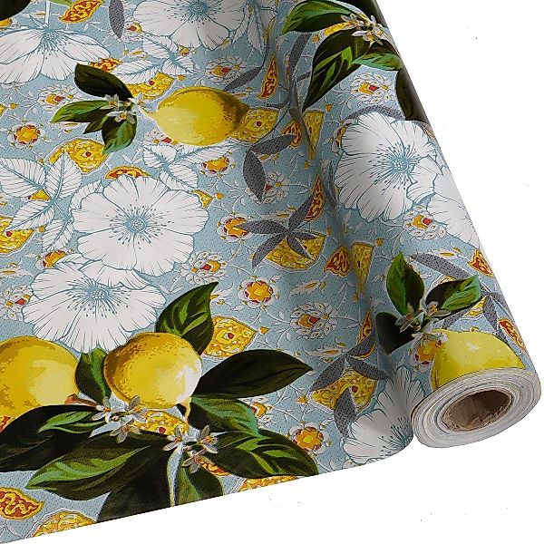 DéVa Tischdecke Wachstuchtischdecke "mediterrane Zitronen blau" günstig online kaufen