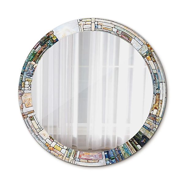 Tulup Spiegel mit Aufdruck Buntglas 90x90 cm Runder Spiegel mit Dekorativem günstig online kaufen