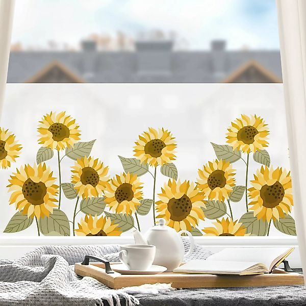 Fensterfolie Sonnenblumen Illustration günstig online kaufen