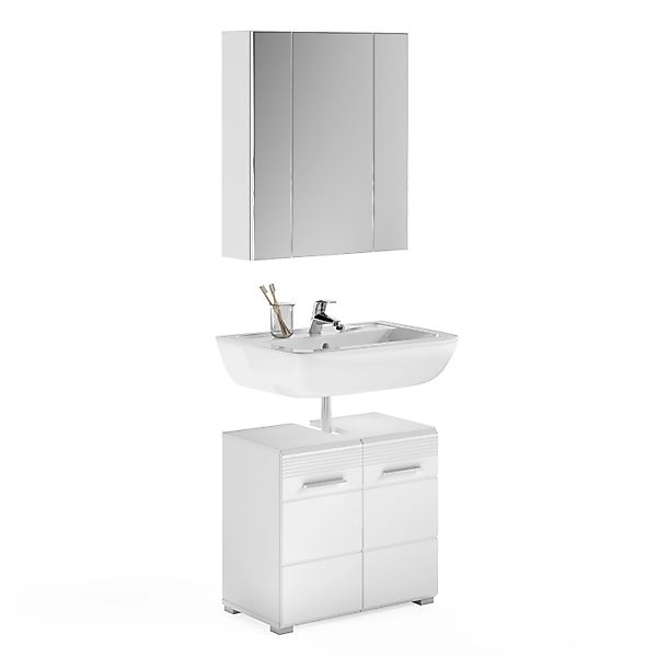 Badmöbel-Set Linus Hochglanz Weiß 60 cm 3-tlg. günstig online kaufen