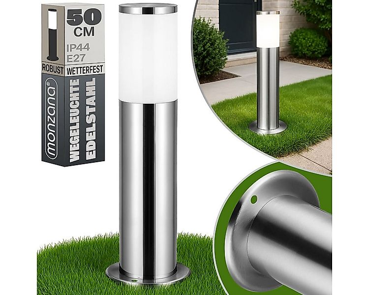 monzana Gartenleuchte, Außenleuchte, Edelstahl 50cm Strom E27 Pollerleuchte günstig online kaufen
