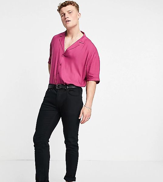 New Look – Kurzärmliges Hemd mit breitem Reverskragen in Burgunderrot günstig online kaufen
