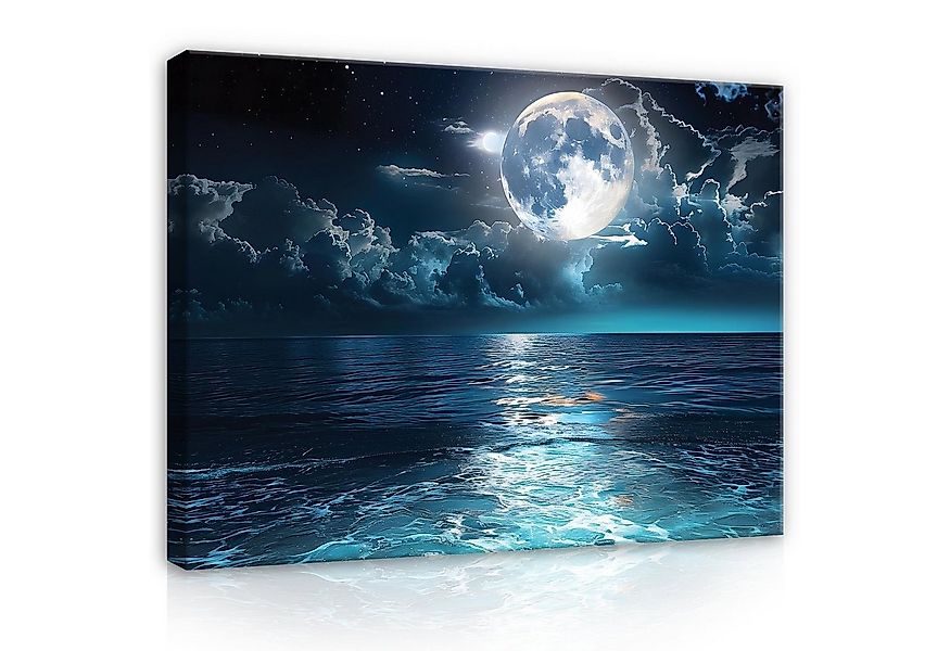 Wallarena Leinwandbild See Meer Natur Blau Mond XXL Wandbilder Wand Deko Wa günstig online kaufen