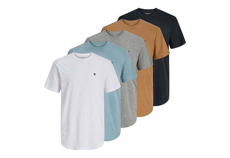Jack & Jones T-Shirt Tee SS Crew Neck 5PK mit kleinem Logo auf der linken B günstig online kaufen