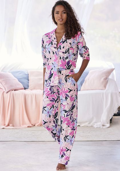 LASCANA Pyjama 2 Stk. tlg., mit schönem Alloverdruck günstig online kaufen