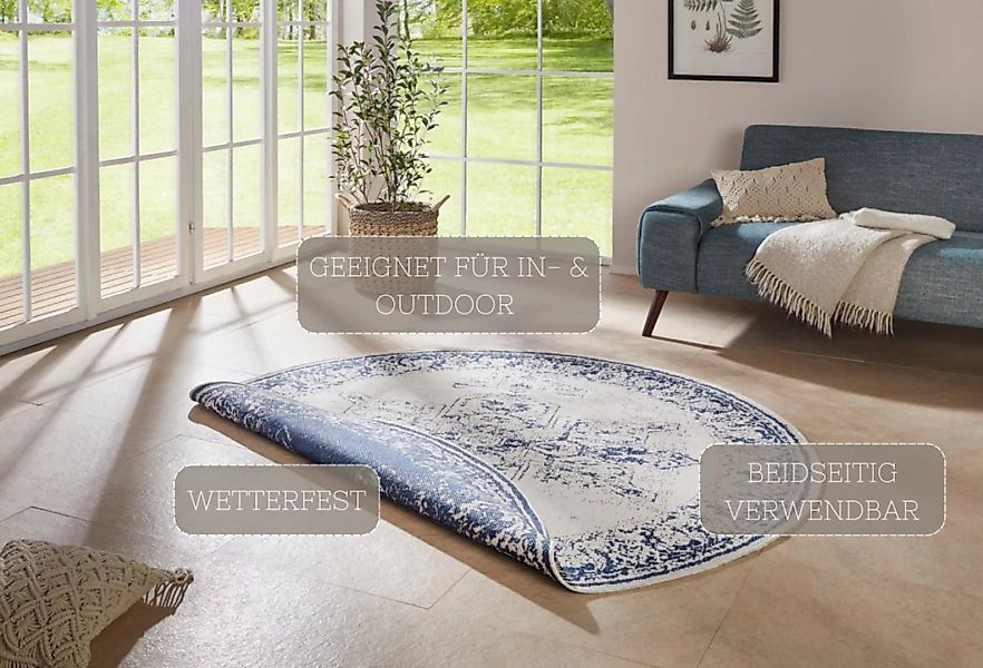 NORTHRUGS Teppich »Borbon«, rund, 5 mm Höhe, In-& Outdoor, Wetterfest, Balk günstig online kaufen