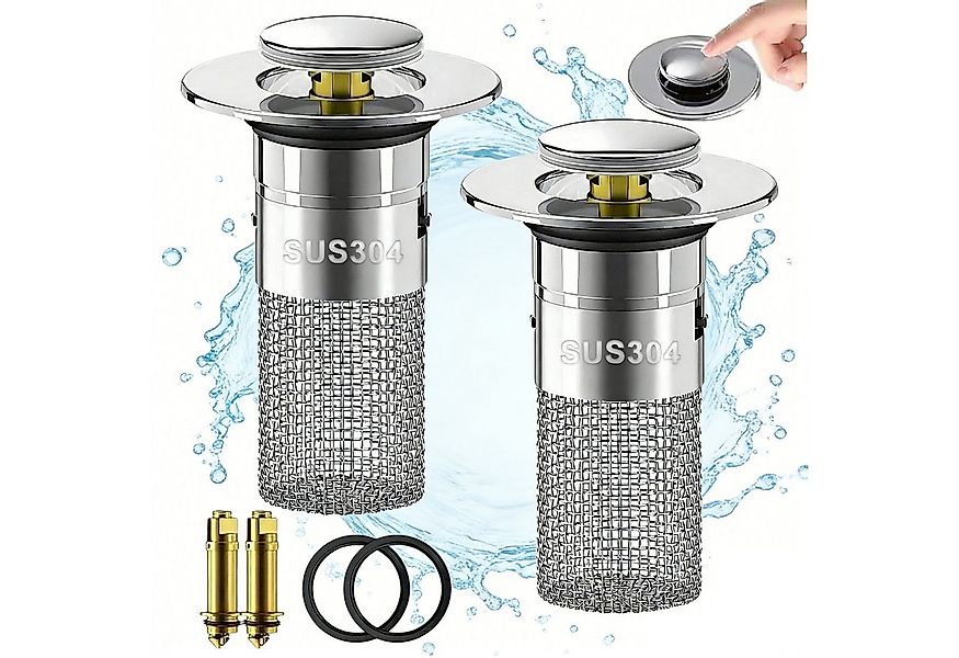 Mutig Waschbeckenstöpsel 2 Stück 2-in-1 Waschbeckenstöpsel mit Abflusssieb, günstig online kaufen