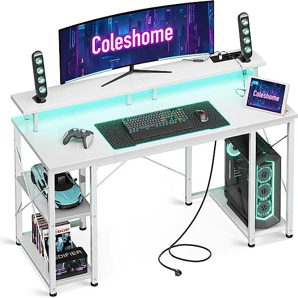 LuxusKollektion Gamingtisch Gaming Tisch LED-Beleuchtung Steckdosen günstig online kaufen