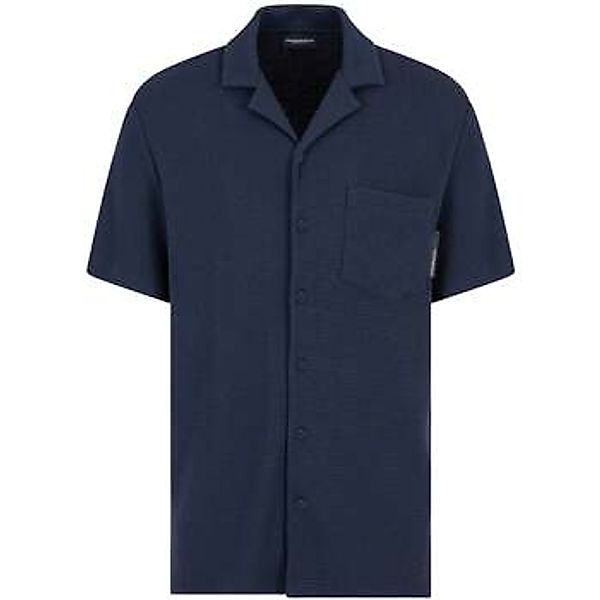 Emporio Armani  Hemdbluse Waffle Jersey Lounge Shirt Navy Blue günstig online kaufen