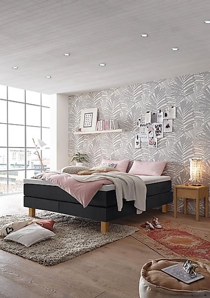 HASENA Boxspringbett "Isoba" ohne Kopfteil, frei im Raum, Stoffvarianten, F günstig online kaufen