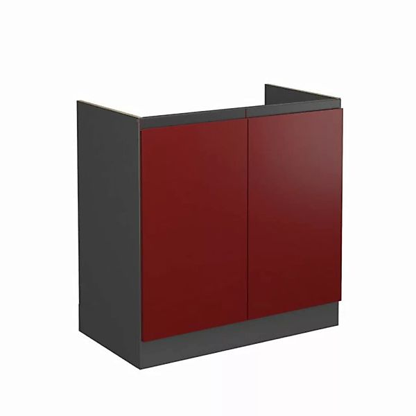 Vicco Spülenunterschrank Küchenschrank J-Shape 80 cm Anthrazit/Rot günstig online kaufen