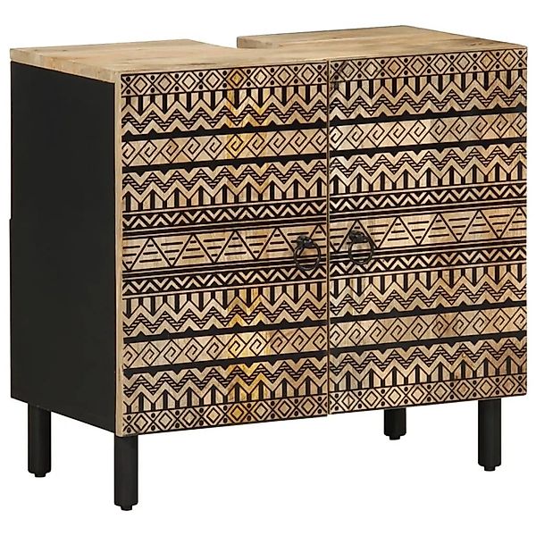 vidaXL Waschbeckenunterschrank Schwarz 62x33x58 cm Massivholz Mango 4018647 günstig online kaufen