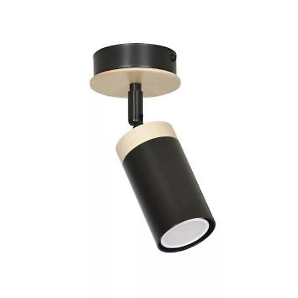 Schwenkbare Spot Lampe Schwarz mit Holz GU10 Nordic günstig online kaufen
