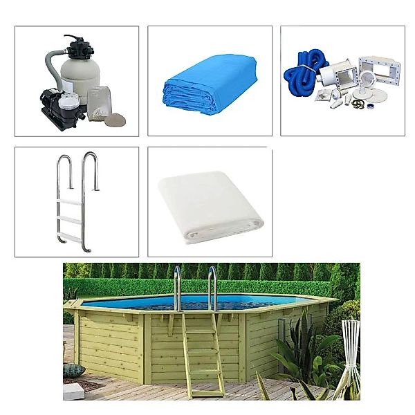 Trend-pool Holzpool Set 610x400x124cm Oval Folie Blau mit Skimmer Filter Ka günstig online kaufen