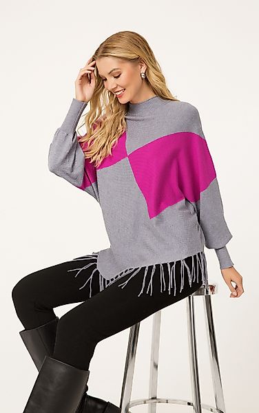 Passioni Strickpullover mit rosa Farbblock und günstig online kaufen