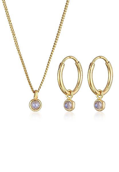 Elli Premium Schmuckset Kette Creolen Labradorite günstig online kaufen