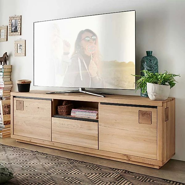 TV Board aus Wildeiche Massivholz 170 cm breit günstig online kaufen